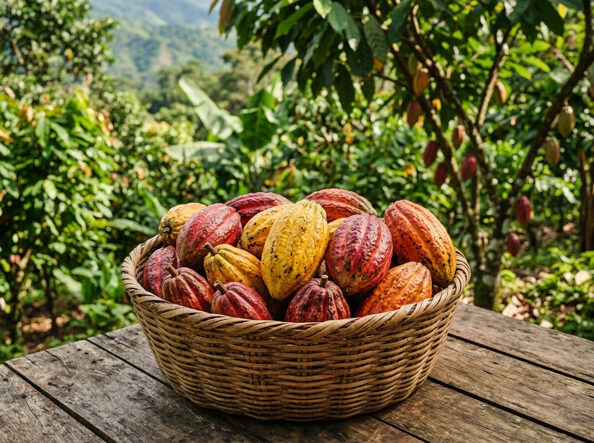Cosecha de mazorcas de cacao
